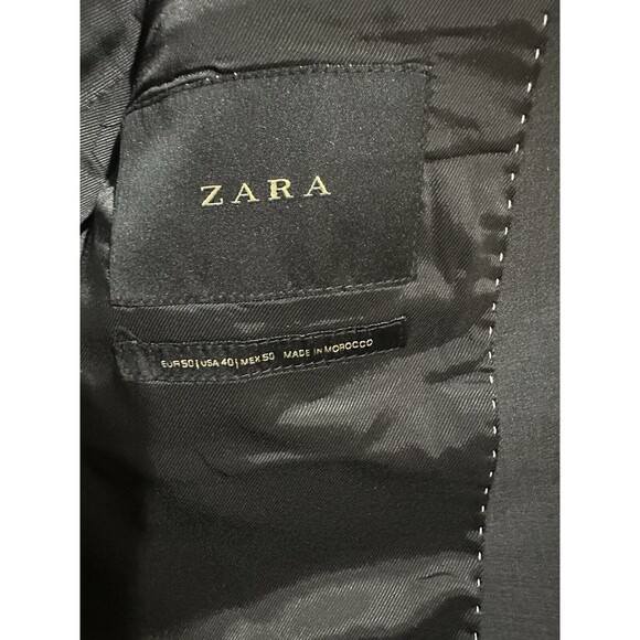 Zara Blazer Essential Jacket Gray Sport Coat Wool Blend Size 40 EUC - Picture 5 of 7